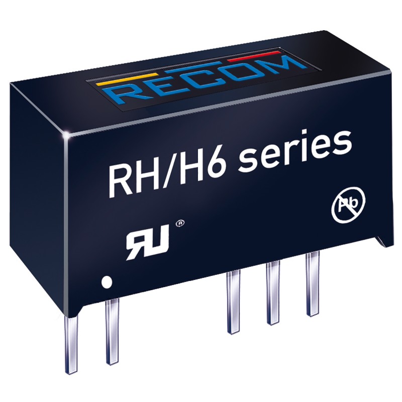 1 pcs - Recom RH DC-DC Converter, ±15V dc/ ±33mA Output, ±21.6 V dc, ±26.4 V dc Input, 1W, Through Hole, +90°C Max Temp -40°C