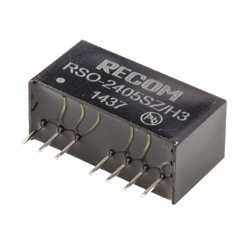 1 pcs - Recom RSO DC-DC Converter, 5V dc/ 200mA Output, 9 - 36 V dc Input, 1W, Through Hole, +85°C Max Temp -40°C Min