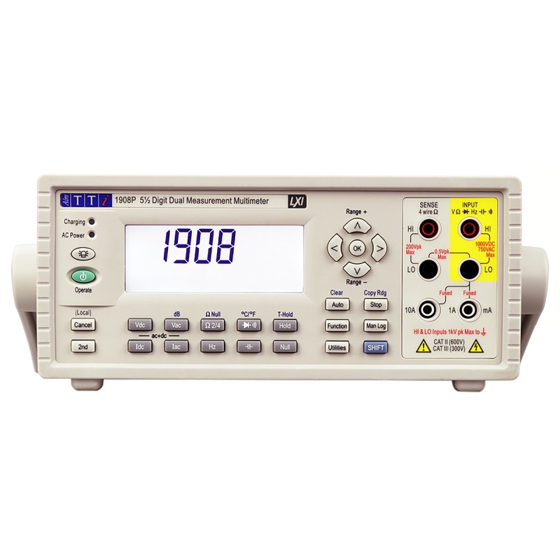 1 pcs - Aim-TTi 1908 Bench Digital Multimeter, True RMS, 10A ac Max, 10A dc Max, 1000V ac Max - RS Calibrated