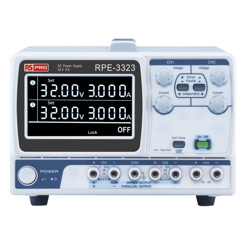 1 pcs - RS PRO Digital Bench Power Supply, 5V, 5A, 3-Output, 217W - RS Calibrated