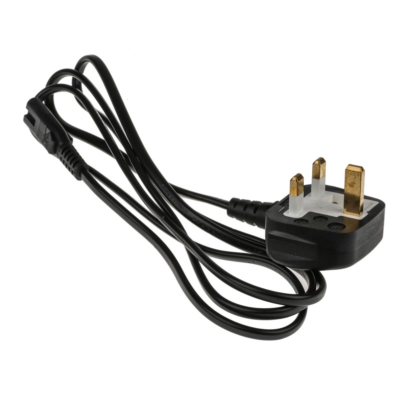 1 pcs - RS PRO IEC C7 Socket to Type G UK Plug Power Cord, 1.5m