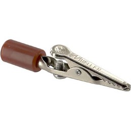 1 pcs - Mueller Electric Crocodile Clip 4 mm Connection, Steel Contact, 10A, Red