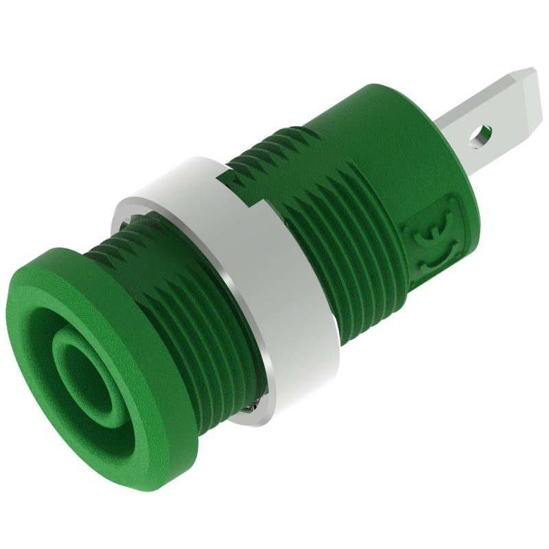 1 pcs - Electro PJP Green Female Banana Socket, Plug In Termination, 36A, 600 - 1000V