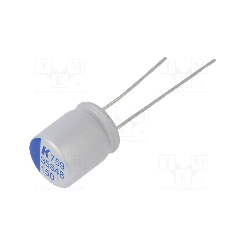 2 pcs x KEMET - A759MS157M1VAAE030 - Capacitor: polymer, low ESR, 150uF, 35VDC, ESR: 30mΩ, THT, ±20%, A759
