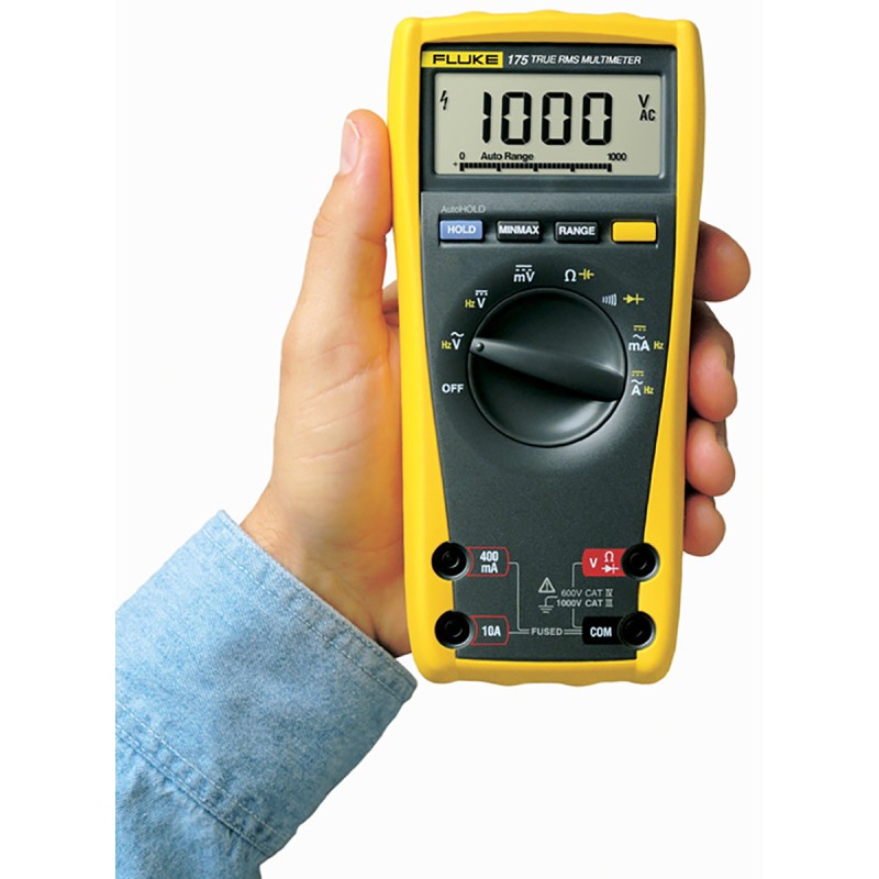 1 pcs - Fluke 175 Handheld Digital Multimeter, True RMS, 10A ac Max, 10A dc Max, 1000V ac Max - RS Calibrated