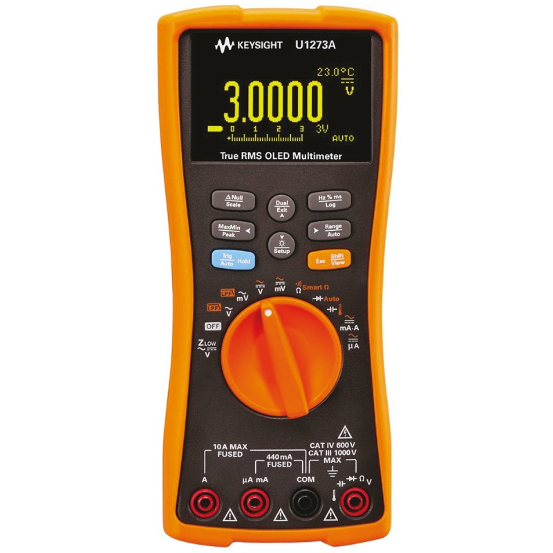 1 pcs - Keysight Technologies U1273A Handheld Digital Multimeter, True RMS, 10A ac Max, 10A dc Max, 1000V ac Max
