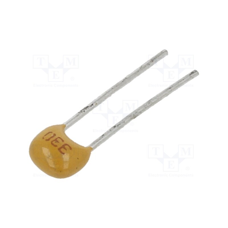 10 pcs x SR PASSIVES - CT40805N330J500F1R - Capacitor: ceramic, 33pF, 50V, C0G (NP0), ±5%, THT, 2.54mm