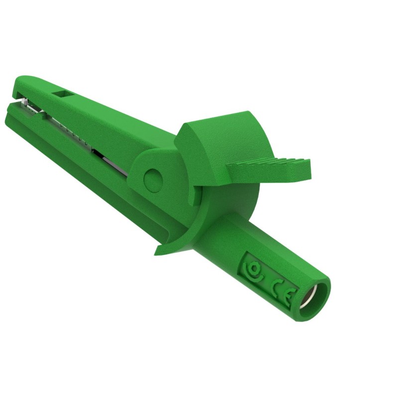 1 pcs - Electro PJP Alligator Clip, Nickel Plated Brass Contact, 10A, Green