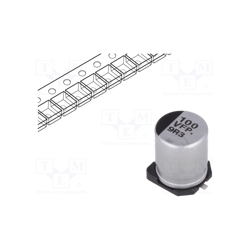 2 pcs x PANASONIC - EEEFP1V101AP - Capacitor: electrolytic, low ESR, SMD, 100uF, 35VDC, Ø8x10.2mm