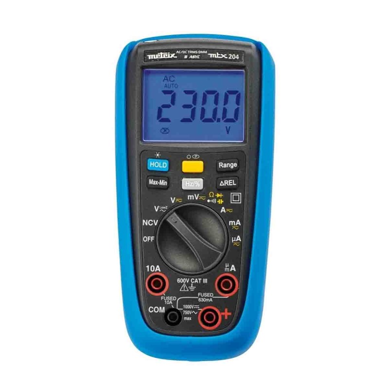 1 pcs - Metrix MTX204 Handheld Digital Multimeter, True RMS, 10A ac Max, 10A dc Max, 1000V ac Max
