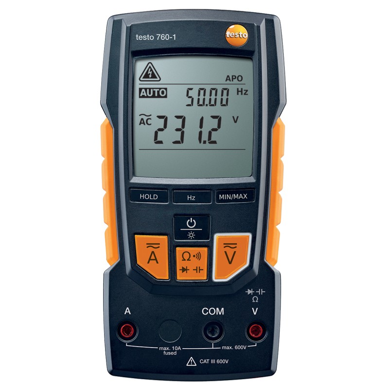 1 pcs - Testo 760-1 Handheld Digital Multimeter, 10A ac Max, 10A dc Max, 600V ac Max - RS Calibrated