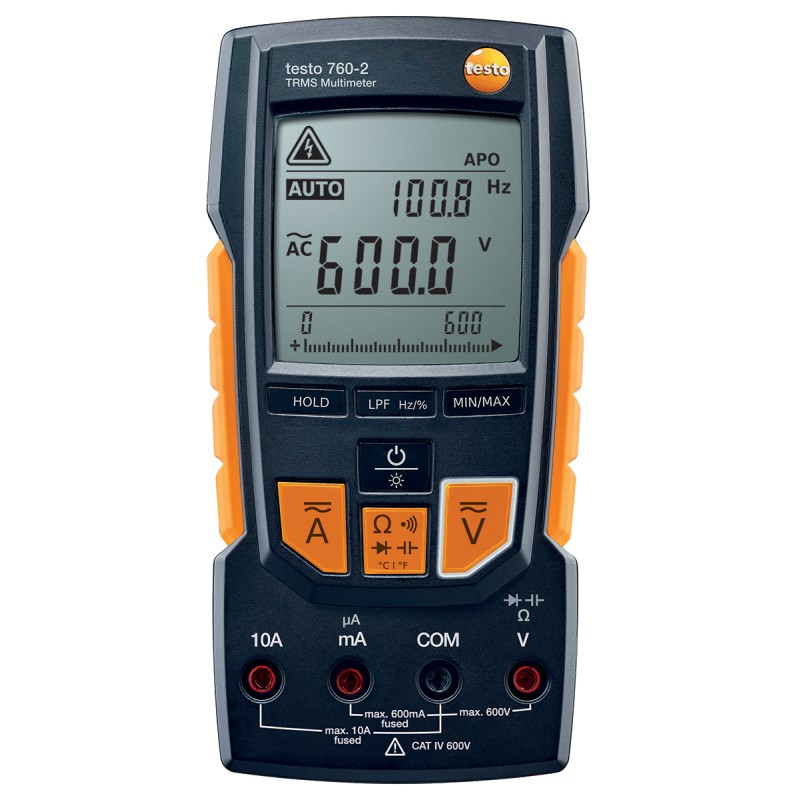 1 pcs - Testo 760-2 Handheld Digital Multimeter, True RMS, 10A ac Max, 10A dc Max, 600V ac Max