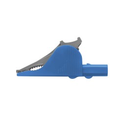 1 pcs - Schutzinger Crocodile Clip 4 mm Connection, Nickel-Plated Steel Contact, 36A, Blue