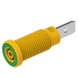 1 pcs - Electro PJP Green, Yellow Female Banana Socket, Plug In Termination, 10A, 600V