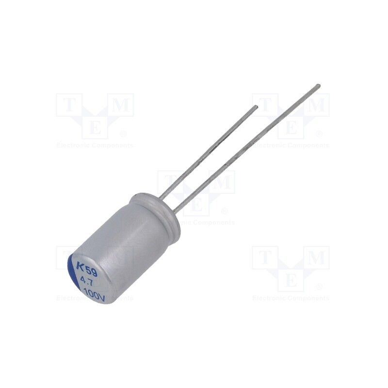 2 pcs x KEMET - A759EQ475M2AAAE160 - Capacitor: polymer, low ESR, 4.7uF, 100VDC, ESR: 160mΩ, THT, ±20%