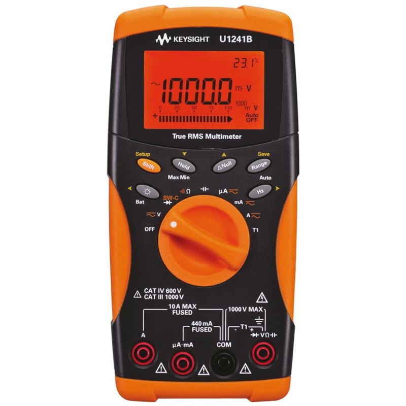 1 pcs - Keysight Technologies U1241B Handheld Digital Multimeter, True RMS, 10A ac Max, 10A dc Max, 1000V ac Max - UKAS