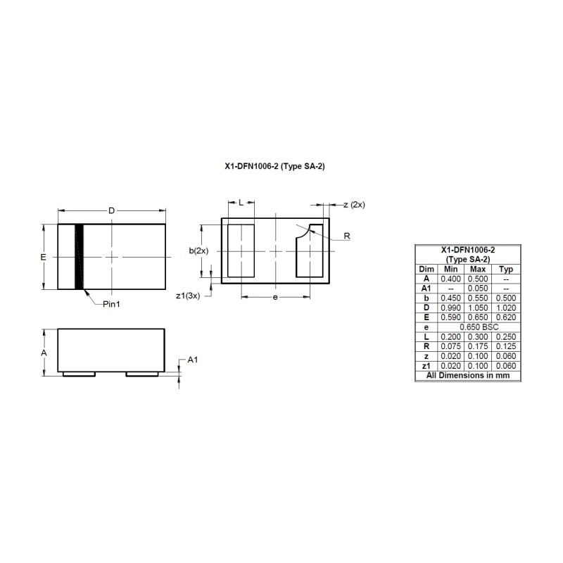 25 pcs - Diodes Inc D4V7S1US2SLP-7B, Uni-Directional TVS Diode X1-DFN1006-2