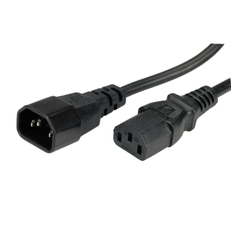 1 pcs - Roline Straight IEC C14 Plug to Straight IEC C13 Socket Power Cable, 1m
