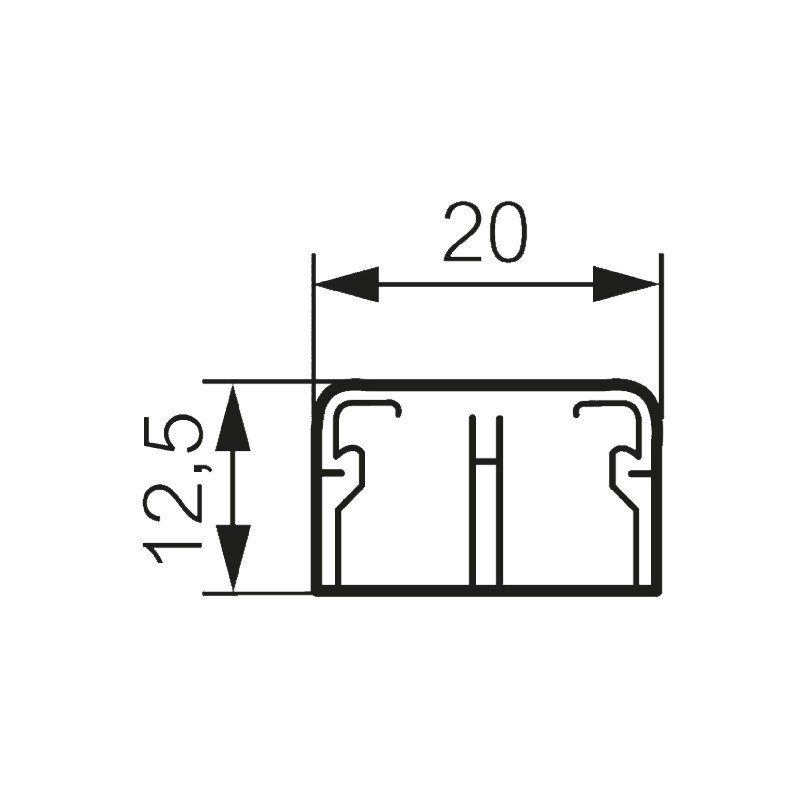 1 pcs - Legrand DL Plus White Mini Trunking - Closed Slot, W12.5 mm x D20mm, L2.1m, Plastic
