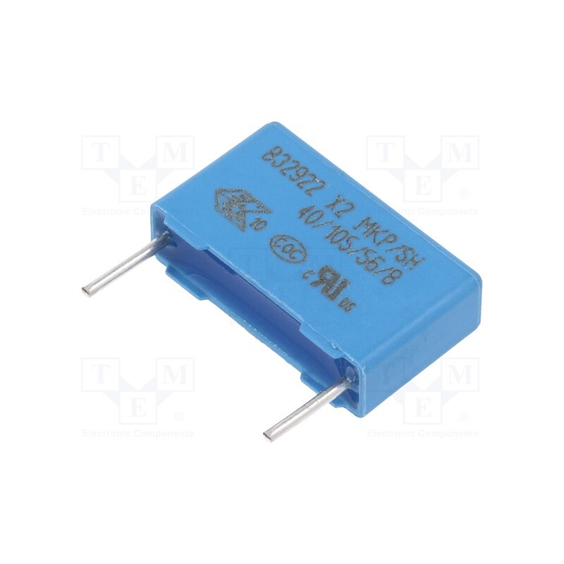 2 pcs x EPCOS - B32922C3104K000 - Capacitor: polypropylene, 100nF, 18x10.5x5mm, THT, ±10%, 15mm