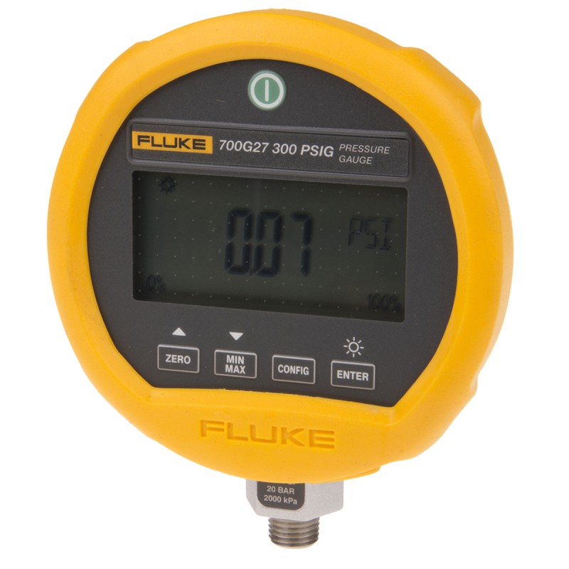1 pcs - Fluke G 1/4 Digital Pressure Gauge 20bar Bottom Entry, Fluke-700G27, RS232, -0.83bar min.