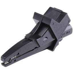 1 pcs - Schutzinger Crocodile Clip 4 mm Connection, Nickel-Plated Contact, 20A, Black