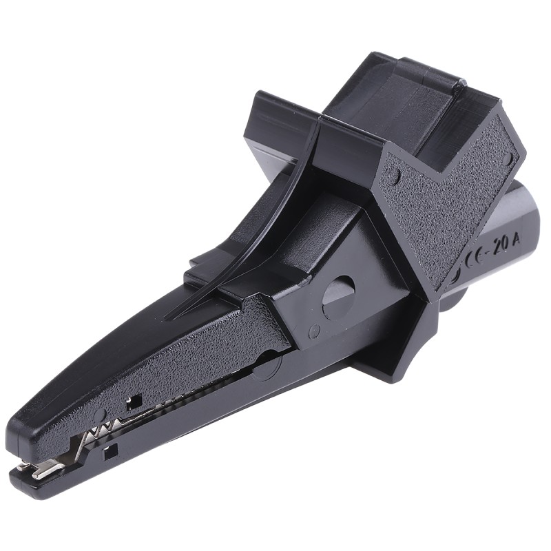 1 pcs - Schutzinger Crocodile Clip 4 mm Connection, Nickel-Plated Contact, 20A, Black