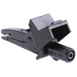 1 pcs - Schutzinger Crocodile Clip 4 mm Connection, Nickel-Plated Contact, 20A, Black