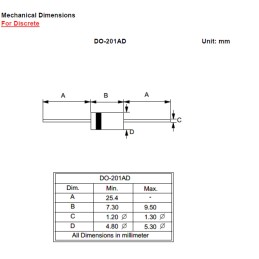 25 pcs - Diodes Inc 600V Rectifier & Schottky Diode, DO-201AD MUR460_E