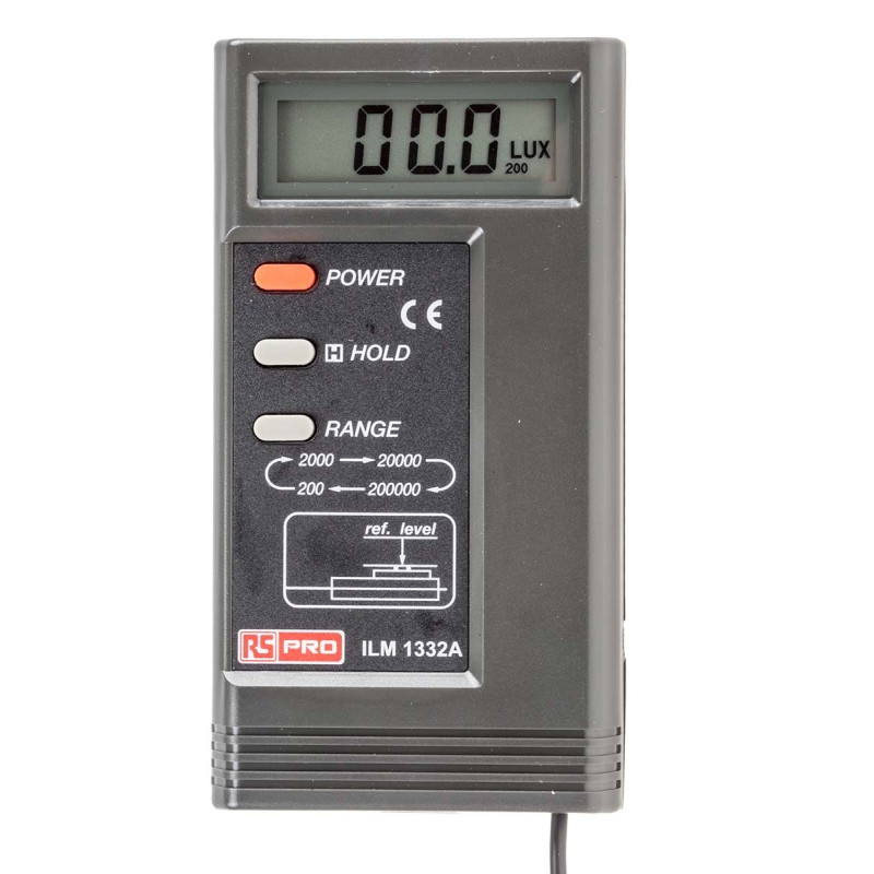 1 pcs - RS PRO ILM1332A Light Meter, 0.01lx to 200000lx, ±3 %, With RS Calibration