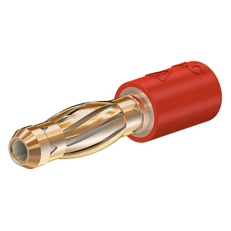 1 pcs - Staubli Red, Male to Female Test Connector Adapter With Brass contacts and Gold Plated - Socket Size: 2mm