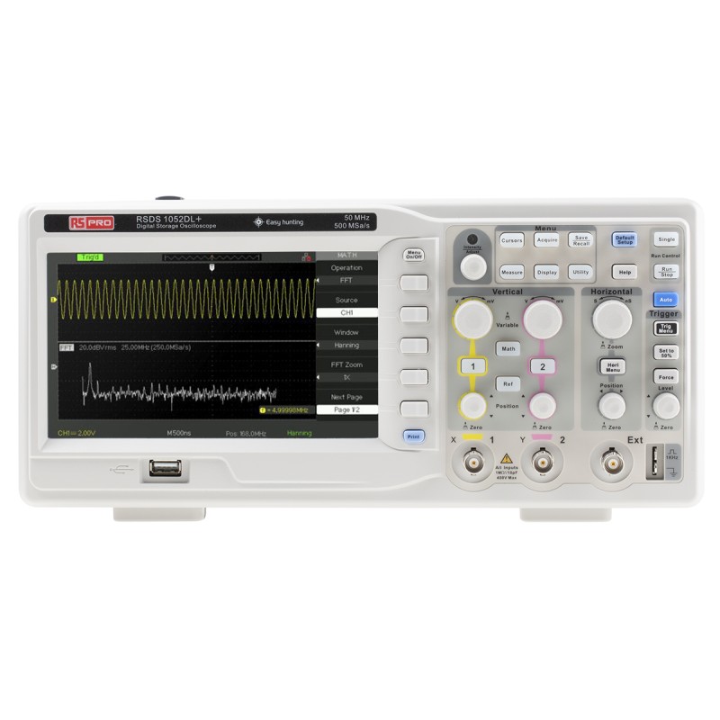 1 pcs - RS PRO RSDS 1052 DL + Digital Bench Oscilloscope, 2 Analogue Channels, 50MHz