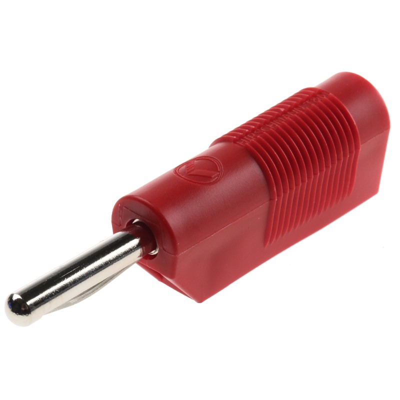 1 pcs - Hirschmann Test & Measurement Red Male Banana Plug, 4 mm Connector, Screw Termination, 30A, 60V dc, Nickel Plating