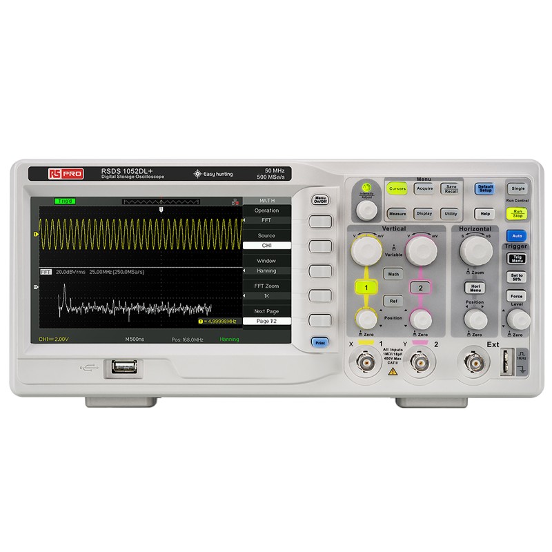 1 pcs - RS PRO RSDS 1052 DL + Digital Bench Oscilloscope, 2 Analogue Channels, 50MHz - UKAS Calibrated