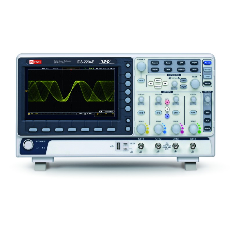 1 pcs - RS PRO IDS2204E Digital Bench Oscilloscope, 4 Analogue Channels, 200MHz