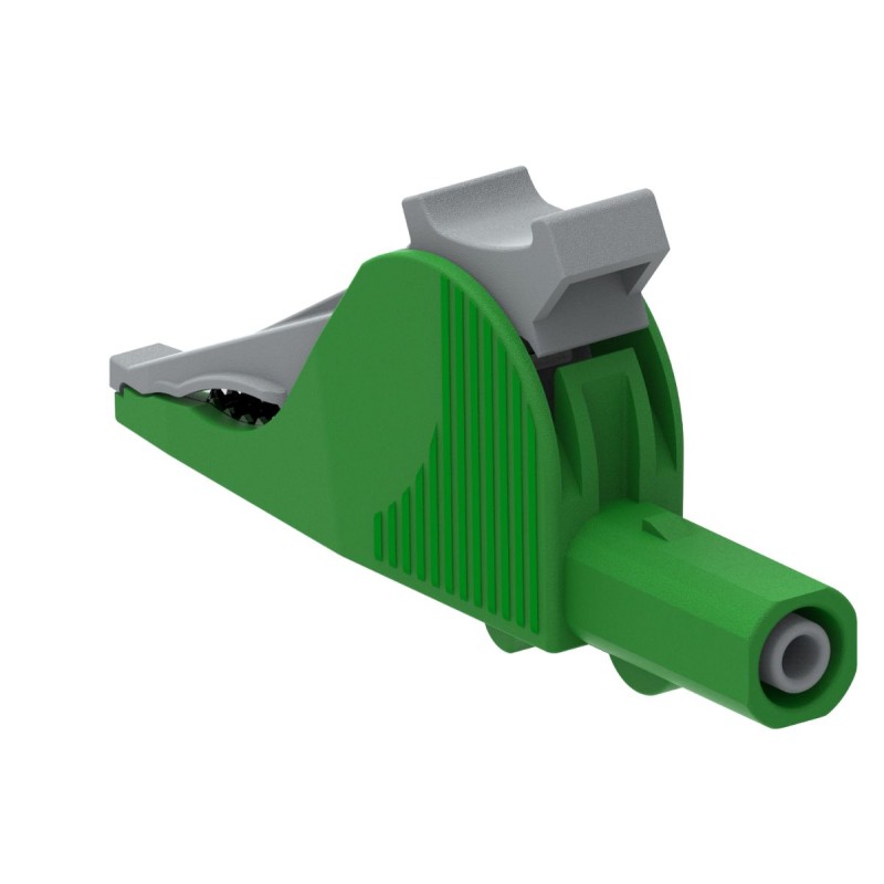 1 pcs - Electro PJP Alligator Clip, Nickel-Plated Steel Contact, 36A, Green