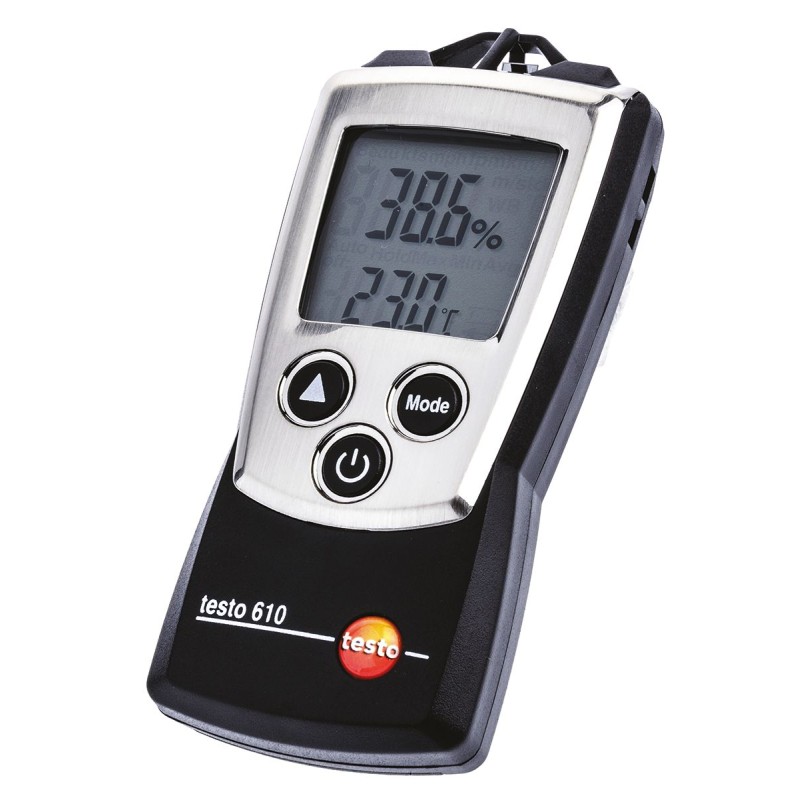 1 pcs - Testo 610 Hygrometer, ±2.5 %RH Accuracy, +50°C Max, 100%RH Max, UKAS Calibration