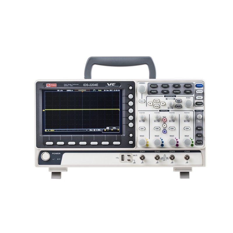 1 pcs - RS PRO IDS2204E Digital Portable Oscilloscope, 4 Analogue Channels, 200MHz - RS Calibrated