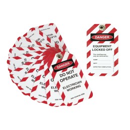 1 Bag of 10 - 10 x 'Do Not Operate, Electrician Working, Equipment Locked Off' Lockout Tag