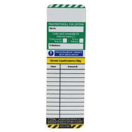 1 Bag of 10 - Brady Black on Green, White, Yellow Safety Ladder Tag, German Language, 10 per Pack