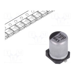 5 pcs x PANASONIC - EEEFT0J101AR - Capacitor: electrolytic, low ESR, SMD, 100uF, 6.3VDC, Ø4x5.8mm