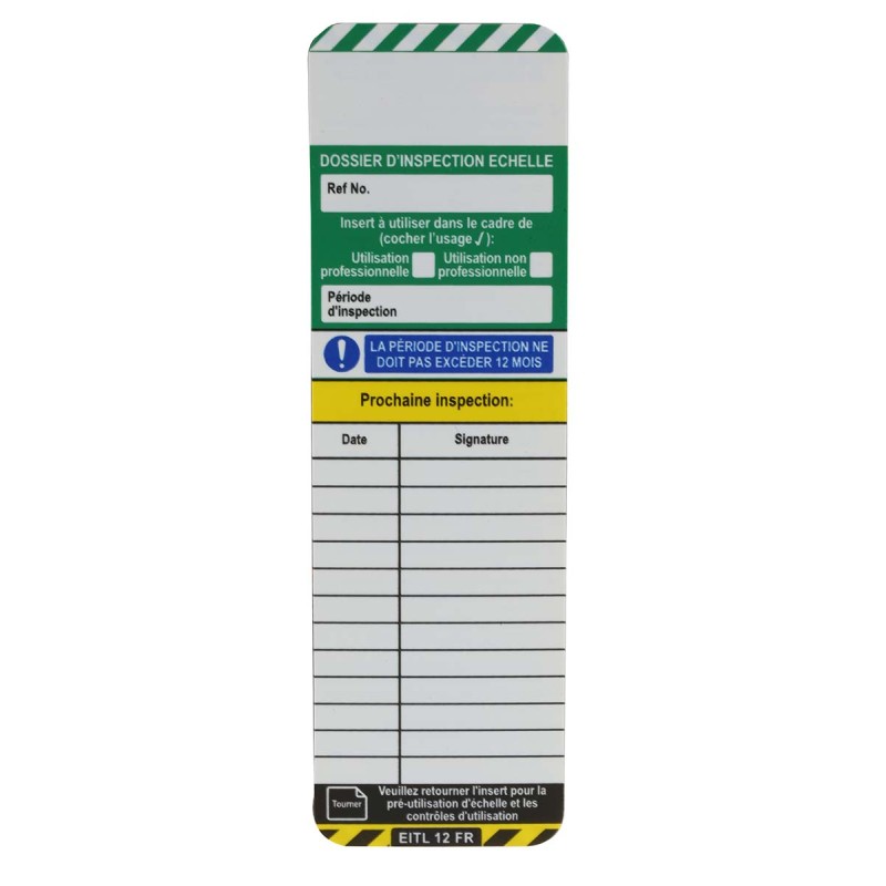 1 Bag of 10 - Brady Black on Green, White, Yellow Safety Ladder Tag, French Language, 10 per Pack