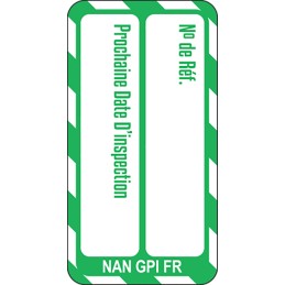 1 Bag of 20 - Brady White on Green Safety Inspection Tag, French Language, 20 per Pack