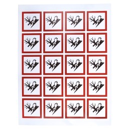 1 Bag of 20 - RS PRO Black, Red, White Gloss Polymeric Vinyl Safety Labels 40 mm x 40mm