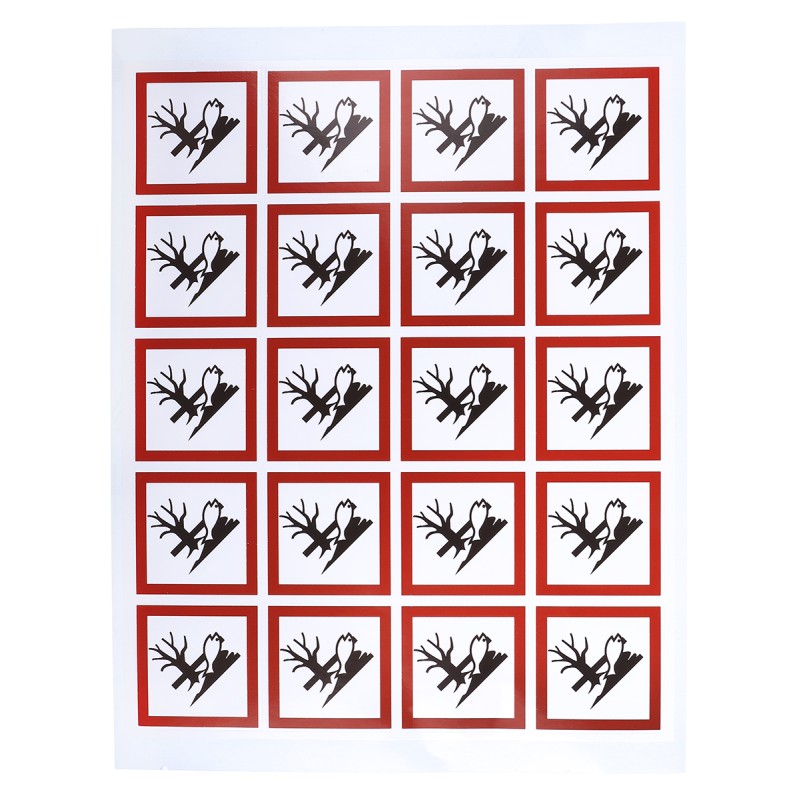 1 Bag of 20 - RS PRO Black, Red, White Gloss Polymeric Vinyl Safety Labels 40 mm x 40mm