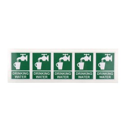 1 Bag of 5 - RS PRO Vinyl Green/White Drinking Water Label, H70 mm W50mm