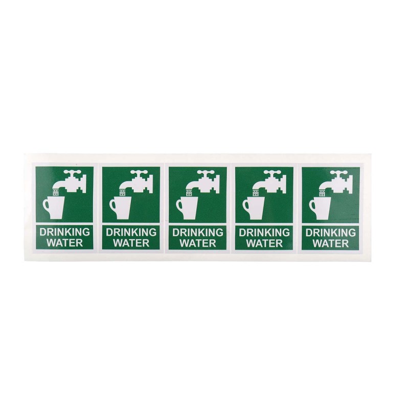 1 Bag of 5 - RS PRO Vinyl Green/White Drinking Water Label, H70 mm W50mm