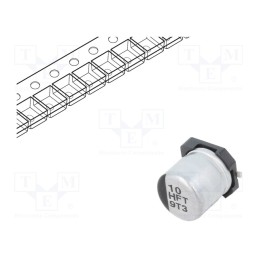 5 pcs x PANASONIC - EEEFT1H100AR - Capacitor: electrolytic, low ESR, SMD, 10uF, 50VDC, Ø5x5.8mm, ±20%
