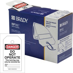 1 Box of 250 - Brady White on Red Safety Prohibition Tag, English Language