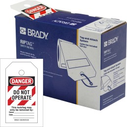 1 Box of 250 - Brady White on Red Safety Prohibition Tag, English Language